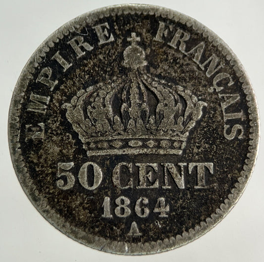 1864 France 50 Centimes Silver Coin | Collectable Grade
