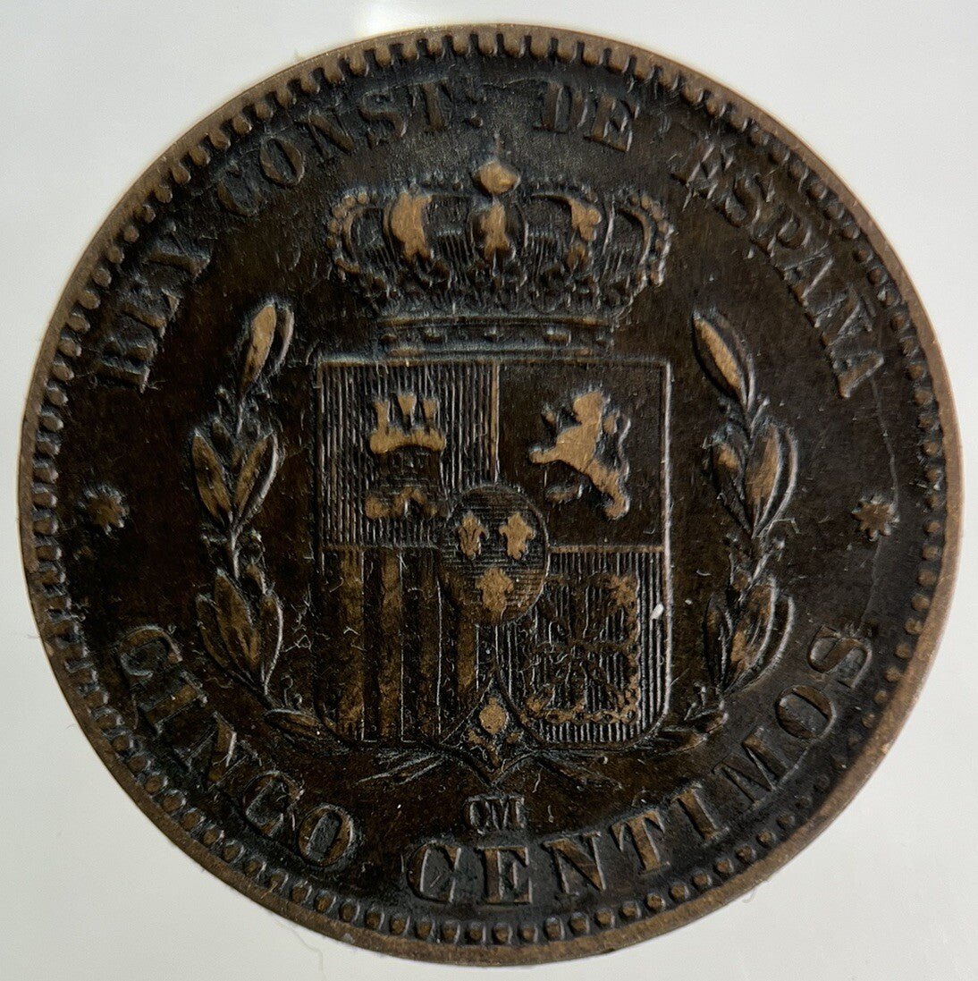 1879 Spain 5 Cinco Centimos Coin | Fine Collectable Grade