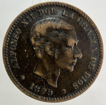 1879 Spain 5 Cinco Centimos Coin | Fine Collectable Grade
