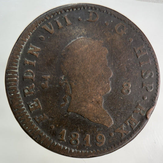 1819 Spain 8 Maravedis Coin | Fine Collectable Grade