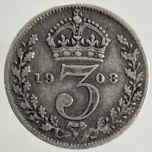 1908 Edward VII Threepence Silver Coin | Fine Collectable Grade
