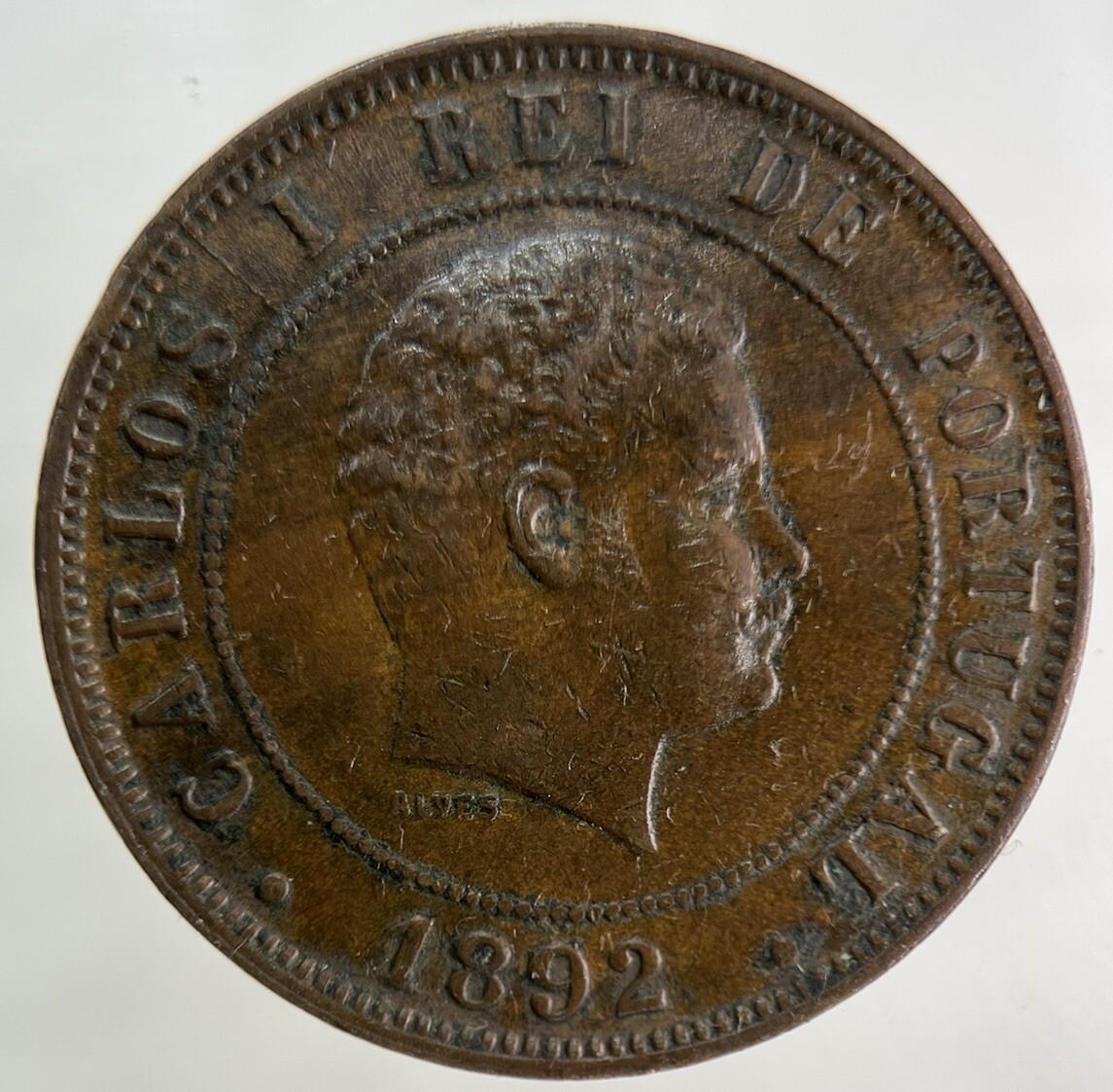 1892 Portugal 20 XX Reis Coin | Very High Grade