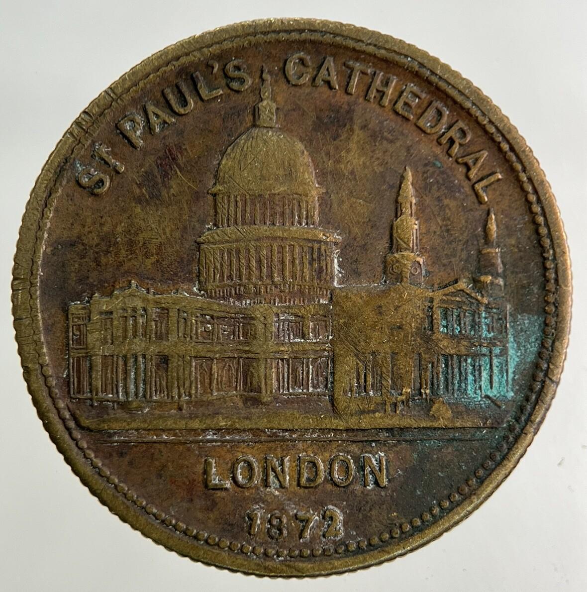 1872 London St Pauls Cathedral Token Coin | Fine Collectable Grade