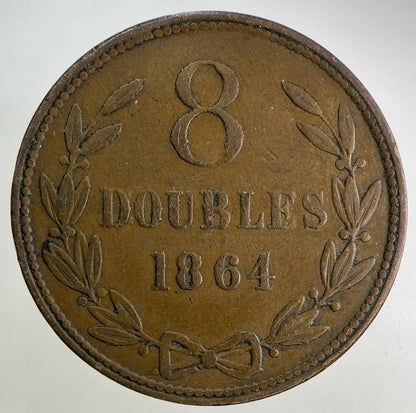 1864 Guernsey 8 Doubles Coin | Fine Collectable Grade