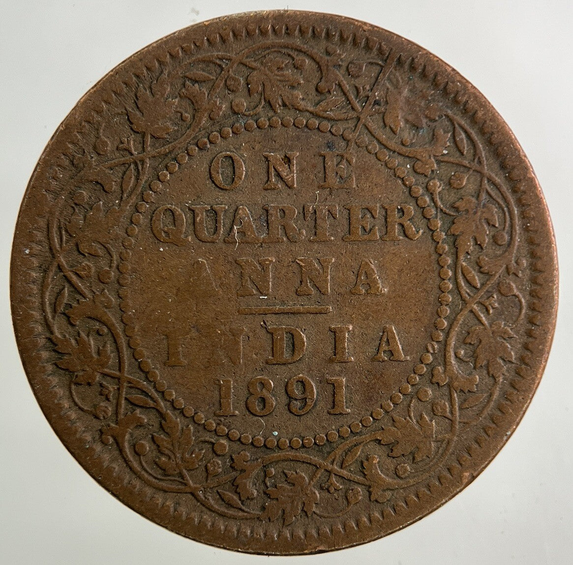 1891 India One Quarter 1/4 Anna Coin | Collectable Grade
