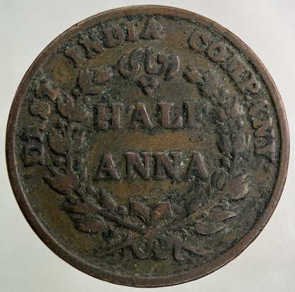 1835 East India Company Half 1/2 Anna Coin | Collectable Grade