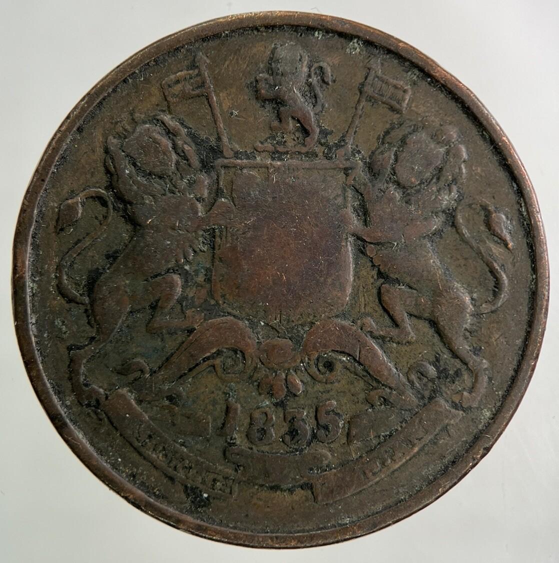 1835 East India Company Half 1/2 Anna Coin | Collectable Grade