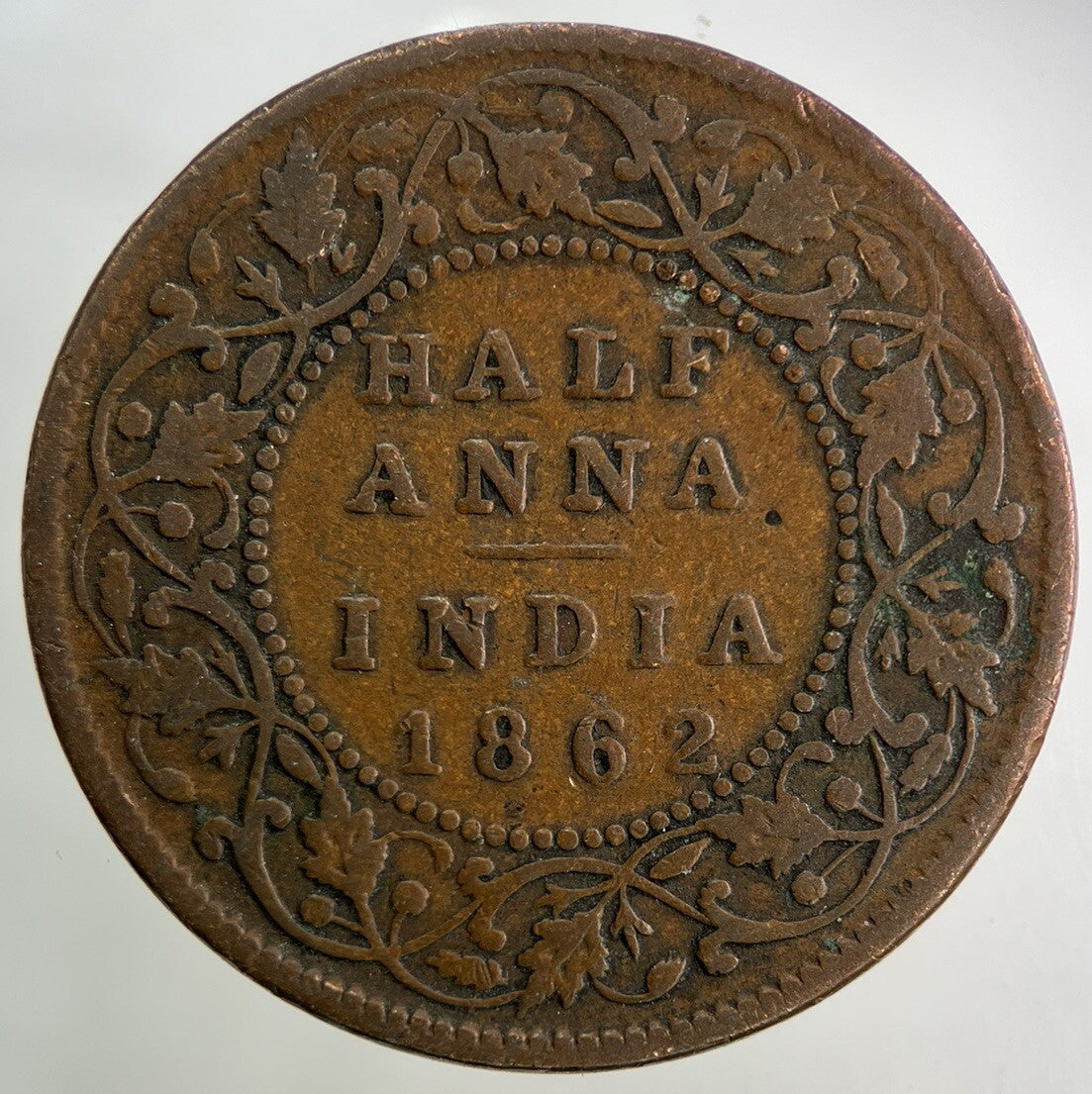 1862 India Half 1/2 Anna Coin | Fine Collectable Grade