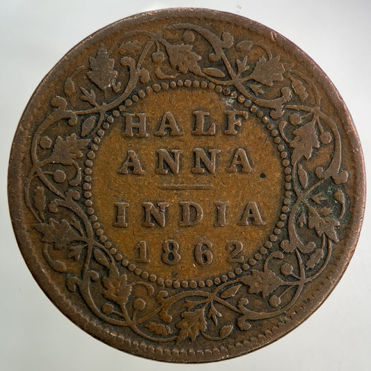 1862 India Half 1/2 Anna Coin | Fine Collectable Grade