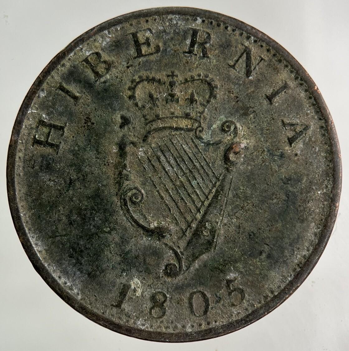 1805 Irish Half-Penny Coin | Very High Grade
