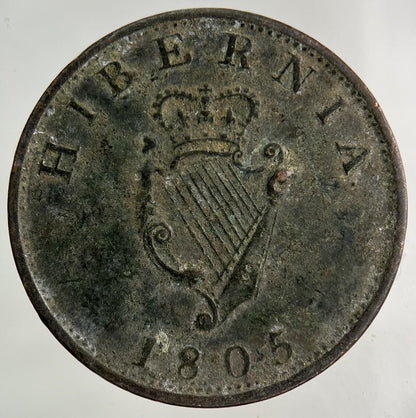1805 Irish Half-Penny Coin | Very High Grade
