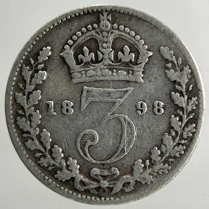 1898 Victoria Threepence Silver Coin | Fine Collectable Grade