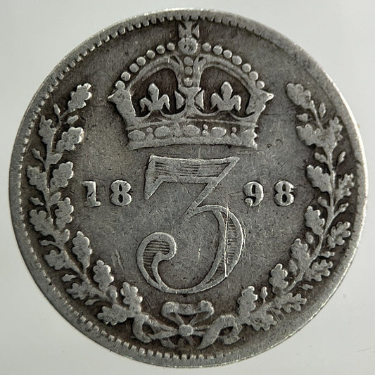 1898 Victoria Threepence Silver Coin | Fine Collectable Grade