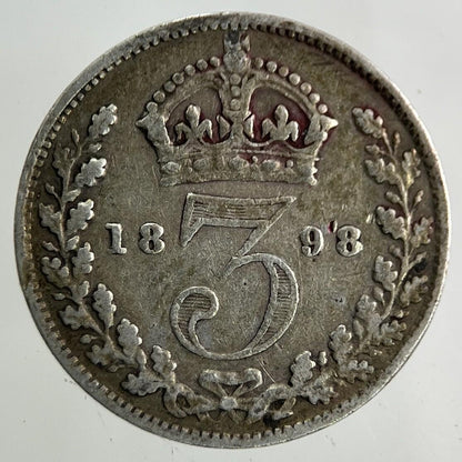 1898 Victoria Threepence Silver Coin | Fine Collectable Grade