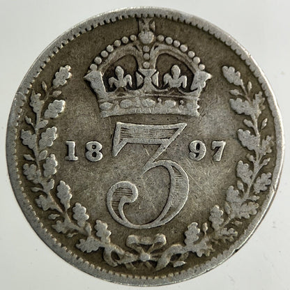 1897 Victoria Threepence Silver Coin | Fine Collectable Grade