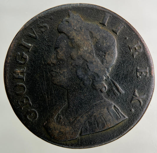 1734 George II 2nd Half-Penny Coin | Fine Collectable Grade