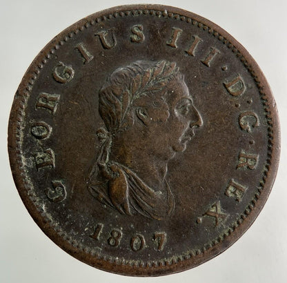 1807 George III 3rd Half-Penny Coin | Very High Grade