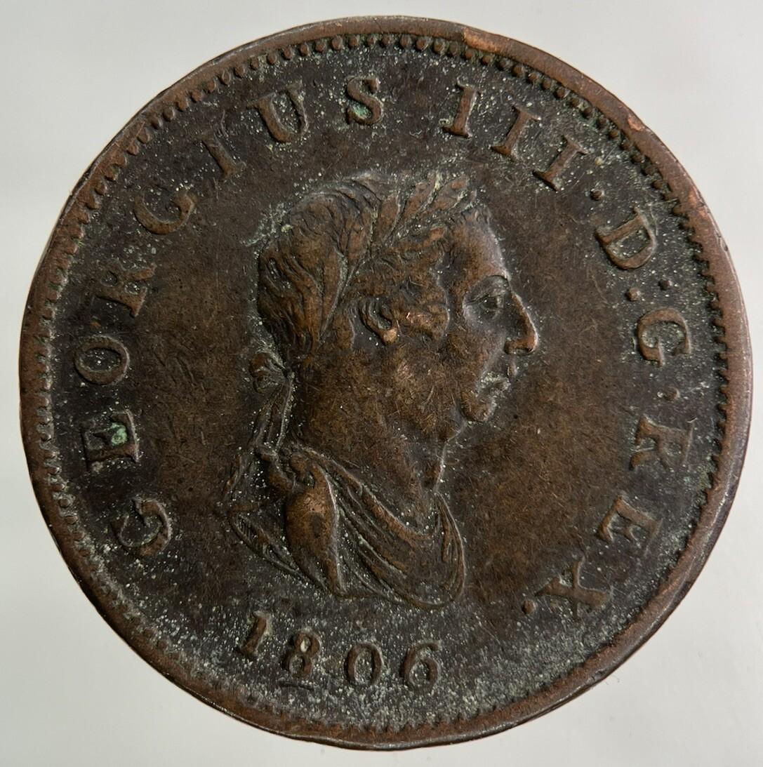 1806 George III 3rd Half-Penny Coin | Very High Grade