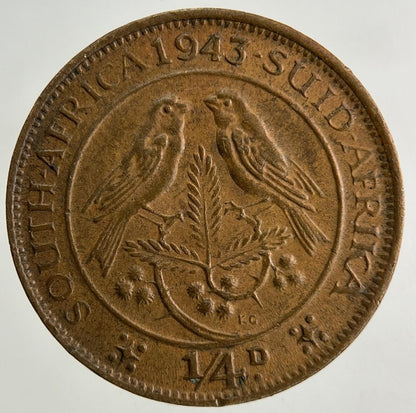 1943 South Africa 1/4d Farthing Coin | Very High Grade