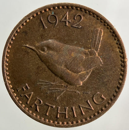 1942 George VI Wren Farthing Coin | Very High Grade
