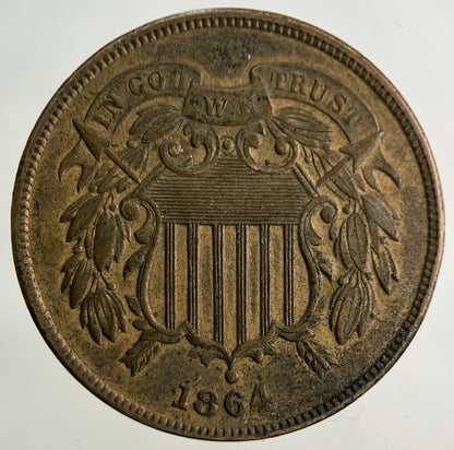 1864 US USA 2 Cents Coin | Very High Grade