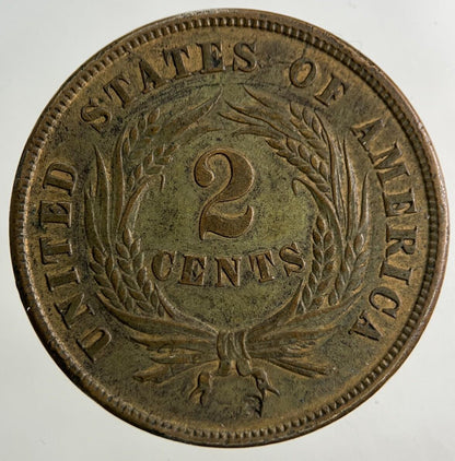 1864 US USA 2 Cents Coin | Very High Grade
