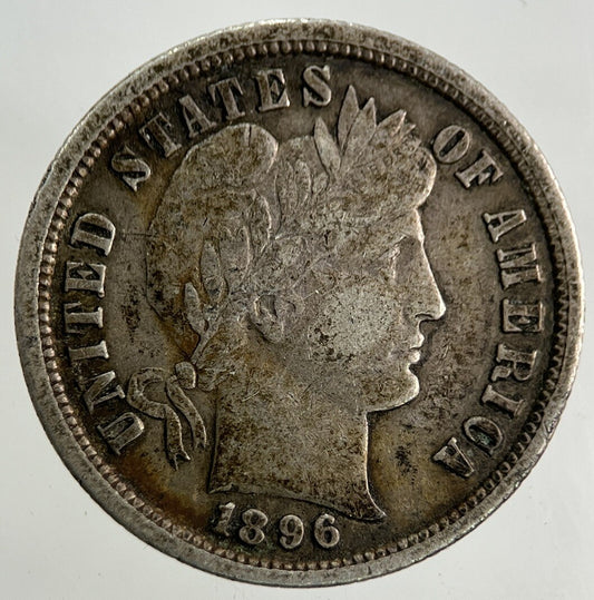 1896 US USA Barber One Dime Silver Coin | Very High Grade