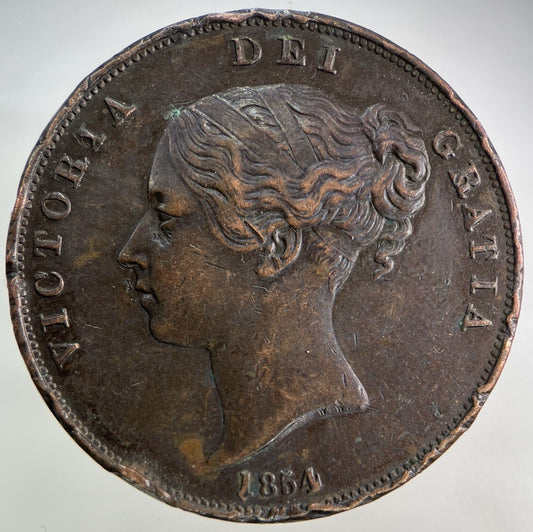 1854 Victoria One Penny Coin | Very High Grade