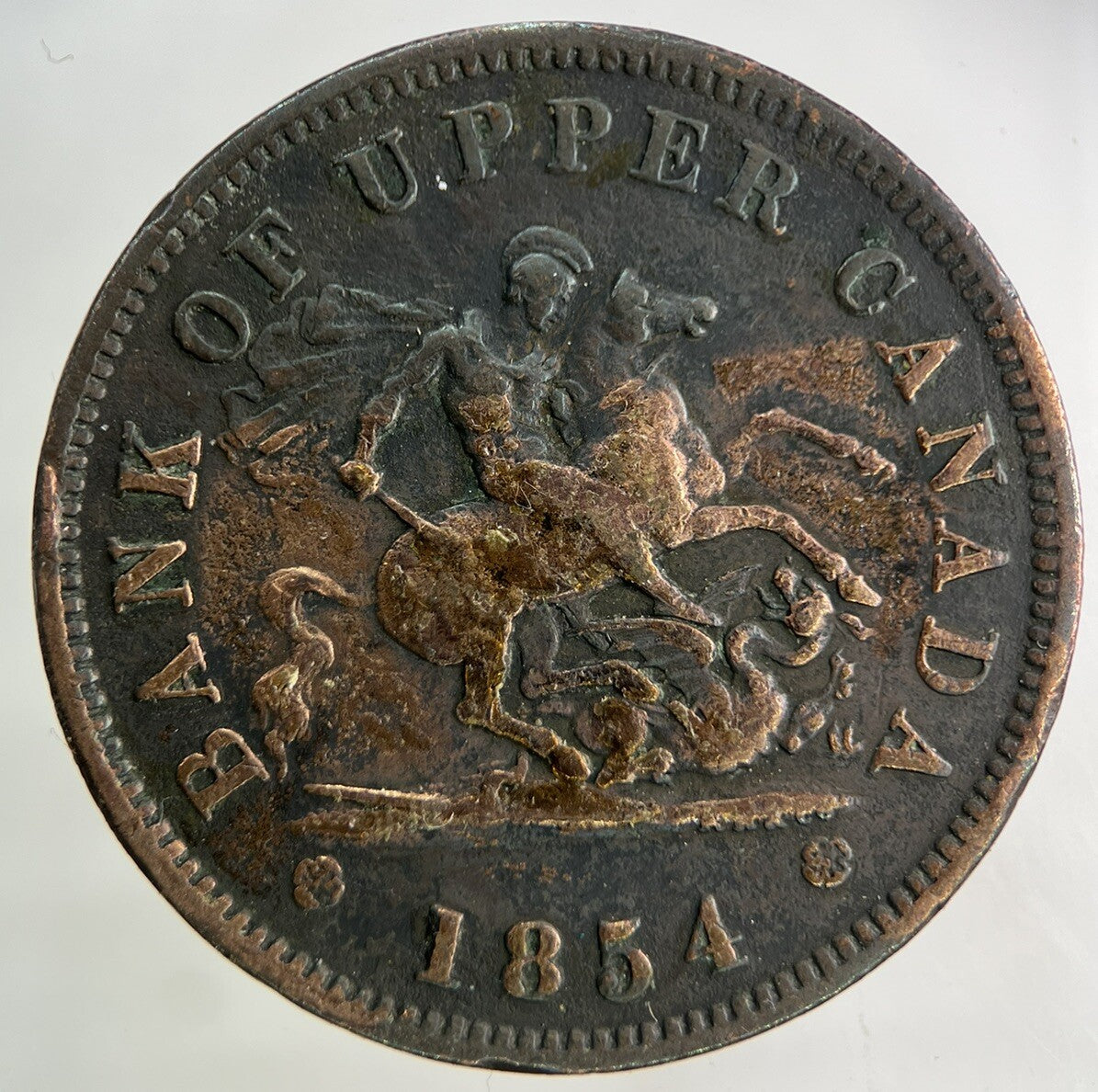 1854 Canada Bank Token One Penny Coin | Fine Collectable Grade