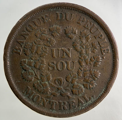 Canada Bank Token 1 Un Sou Montreal Coin | Fine Collectable Grade