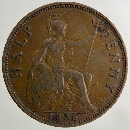 1936 George V Half-Penny Coin | Fine Collectable Grade