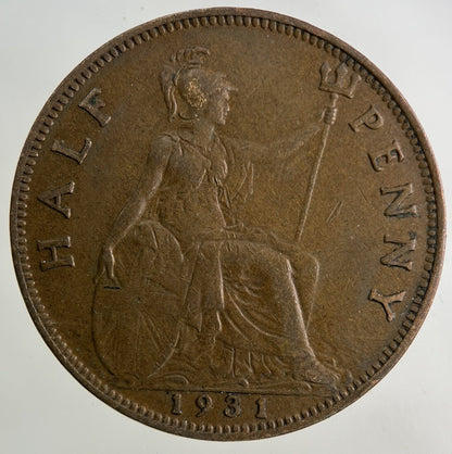 1931 George V Half-Penny Coin | Fine Collectable Grade