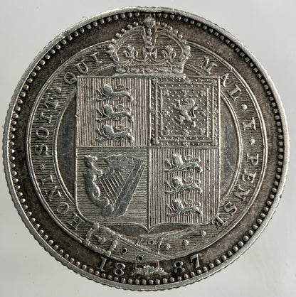 1887 Victoria Shilling Silver Coin | Very High Grade
