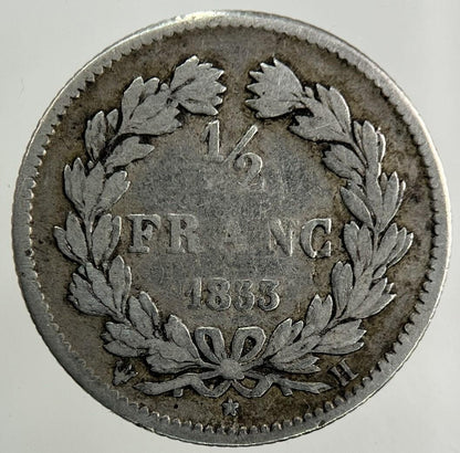 1833 France 1/2 Half Franc Silver Coin | Fine Collectable Grade
