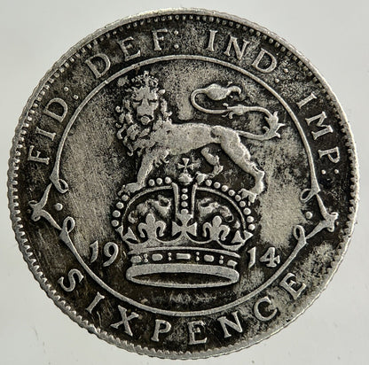 1914 George V Sixpence Silver Coin | Very High Grade