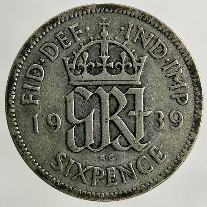 1939 George VI Sixpence Silver Coin | Fine Collectable Grade