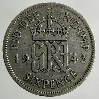 1942 George VI Sixpence Silver Coin | Fine Collectable Grade