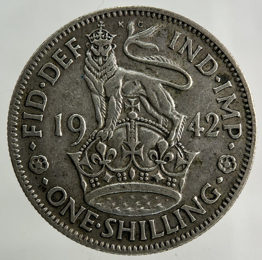 1942 George VI Shilling Silver Coin | Fine Collectable Grade