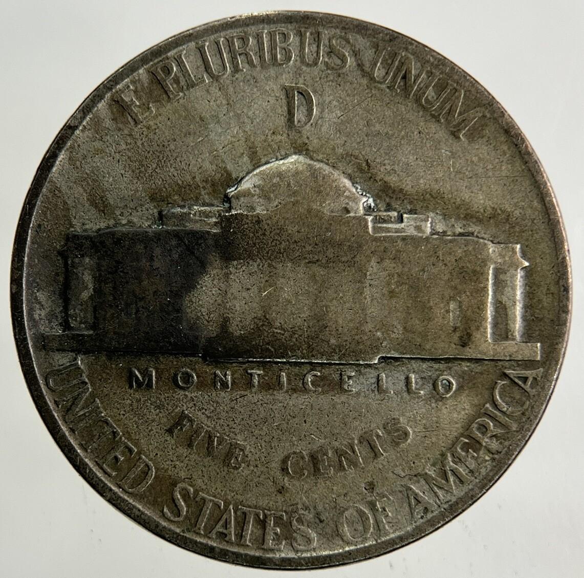 1944-D US USA Jefferson War Nickel Silver Coin | Collectable Grade