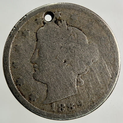 1889 US USA 5 Cents Nickel Coin | Fair Grade