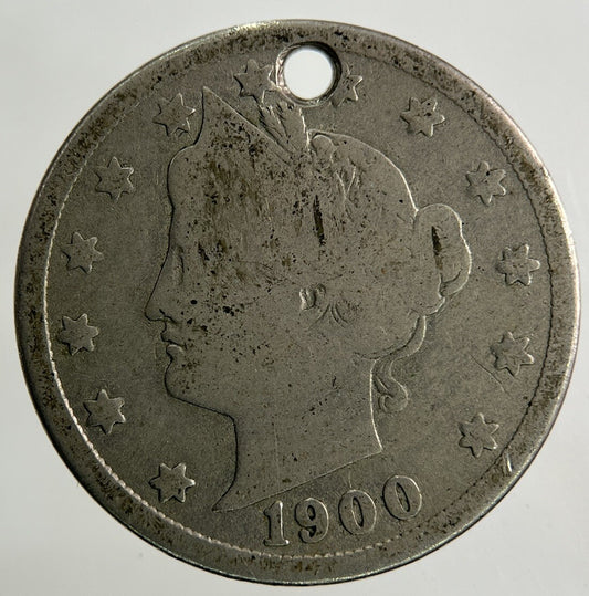 1900 US USA 5 Cents Nickel Coin | Fair Grade