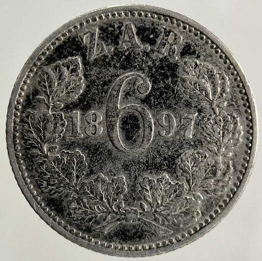 1897 South Africa Sixpence Silver Coin | Fine Collectable Grade