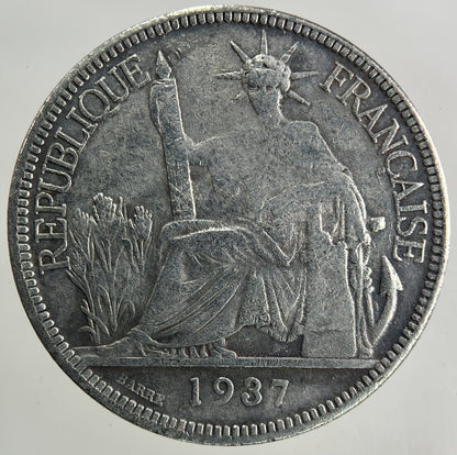 1937 France Indo-China 20 Cent Silver Coin | Fine Collectable Grade
