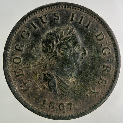 1807 George III 3rd Half-Penny Coin | Very High Grade