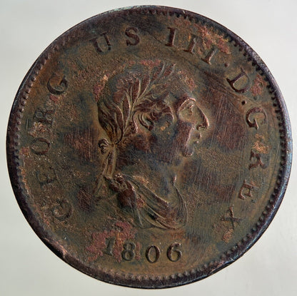 1806 George III 3rd Half-Penny Coin | Very High Grade