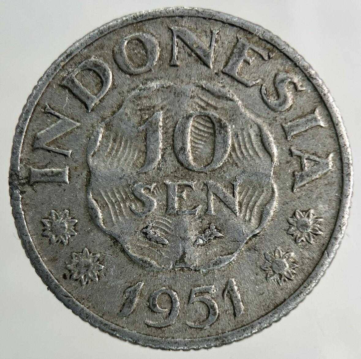 1951 Indonesia 10 Sen Coin | Very High Grade