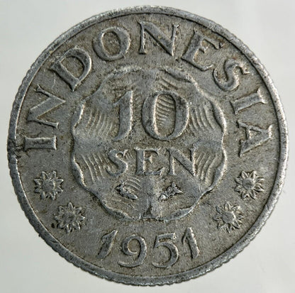 1951 Indonesia 10 Sen Coin | Very High Grade