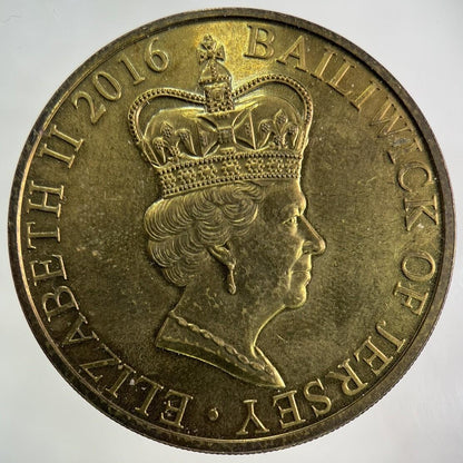 2016 Elizabeth II 2nd Jersey £5 Five Pound Coin | Very High Grade
