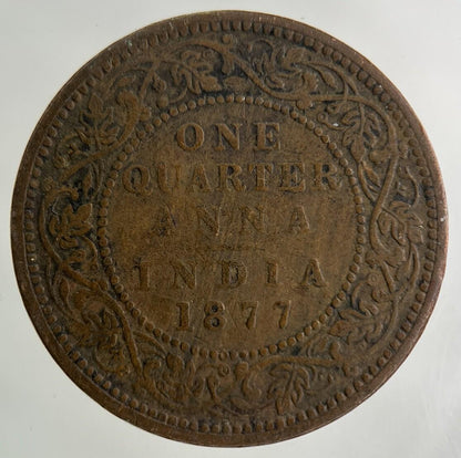1877 India 1/4 One Quarter Anna Coin | Fine Collectable Grade