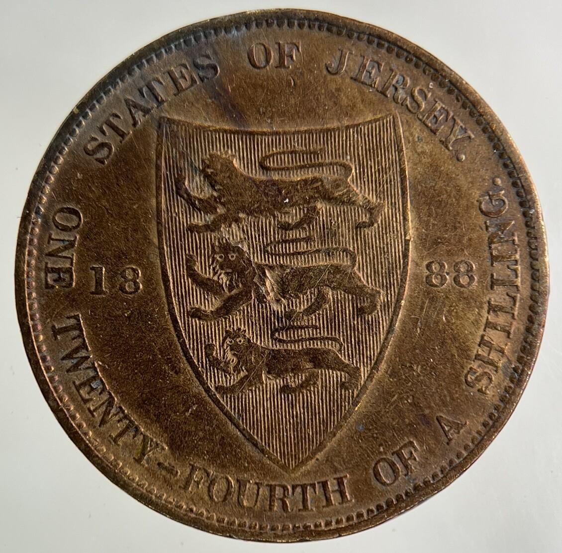 1888 Jersey 1/24 One Twenty Fourth Of A Shilling Coin | Fine Collectable Grade